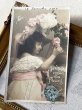 画像2: Postcard　アンティークポストカード　女の子とお花　フランス　写真　1905年 (2)