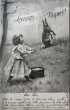 画像1: Postcard　アンティークポストカード　イースター　ウサギとブランコで遊ぶ女の子　スイス1904年 (1)