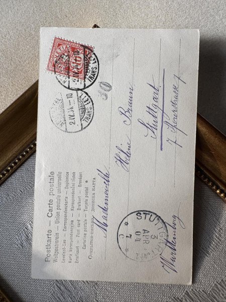 画像3: Postcard アンティークポストカード イースター ウサギとブランコで遊ぶ女の子 スイス1904年 (3)