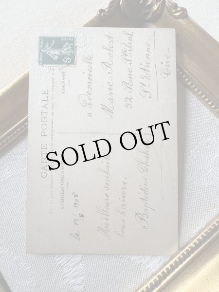 画像4: Postcard　アンティークポストカード　美しい女の子　フランス　1908年　写真 (4)