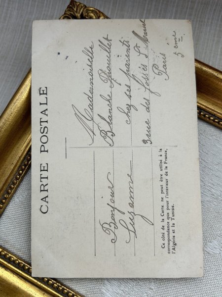 画像3: Postcard    アンティークポストカード 小鳥と女の子 鳥籠 レース フランス1904年 (3)