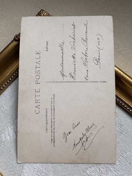 画像3: Postcard　アンティークポストカード　イースター　飾り卵と4月の魚と女の子　写真　フランス1907年 (3)