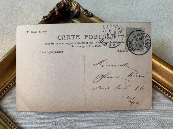 画像3: Postcard　アンティークポストカード　お花と女の子　写真　フランス　1905年 (3)