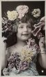 画像1: Postcard　アンティークポストカード　薔薇のお花と女の子　写真　フランス1907年 (1)
