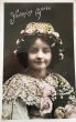 画像1: Postcard　アンティークポストカード　薔薇のお花と女の子　写真　レース (1)