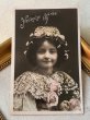 画像2: Postcard　アンティークポストカード　薔薇のお花と女の子　写真　レース (2)