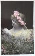 画像1: Postcard　アンティークポストカード　お花と女の子　写真　フランス (1)