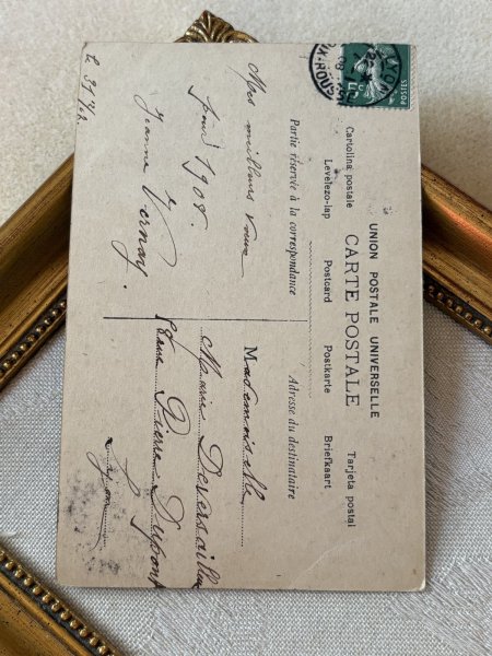 画像3: Postcard　アンティークポストカード　薔薇のお花と女の子　写真　フランス1908年 (3)
