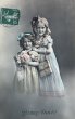 画像1: Postcard　アンティークポストカード　プレゼントと手紙を持つ女の子　姉妹　写真 (1)