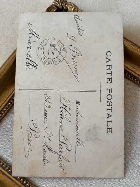 画像3: Postcard　アンティークポストカード　お花と女の子　写真　フランス1905年 (3)