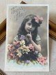画像2: Postcard　アンティークポストカード　お花と女の子　写真　フランス1906年 (2)