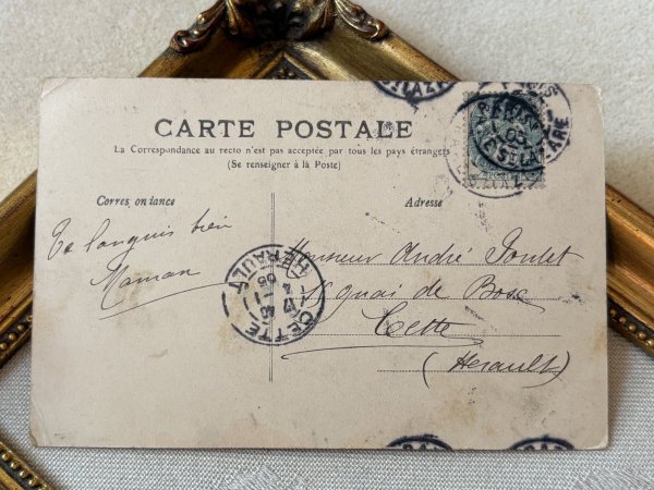 画像4: Postcard    アンティークポストカード　子猫と女の子　レース　フランス1905年 (4)