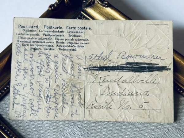 画像3: Postcard 　アンティークポストカード　握手をする手　スミレ (3)