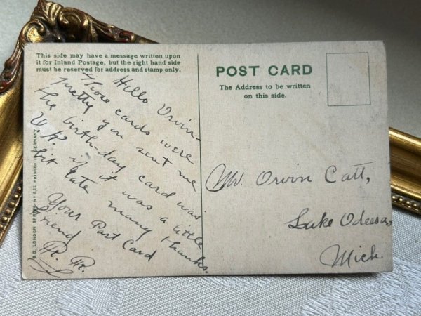 画像4: Postcard 　アンティークポストカード　お花と手　握手　スミレ　ハート (4)