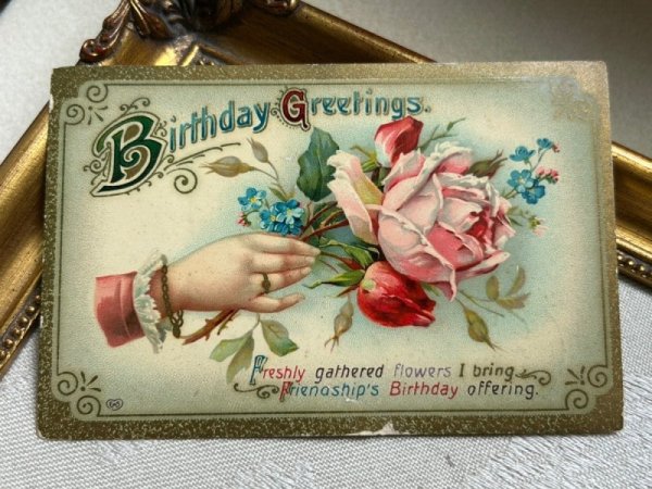 画像2: Postcard  アンティークポストカード お花と手 薔薇  (2)