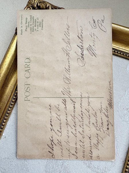 画像4: Postcard　アンティークポストカード　イースター　スイセンとライラックのお花と卵 (4)