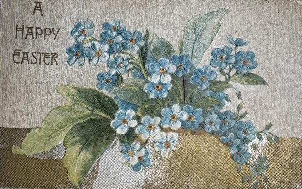 画像1: Postcard　アンティークポストカード　イースター　忘れな草のお花 (1)