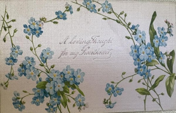 画像1: Postcard　アンティークポストカード　忘れな草のお花　シルク貼り (1)