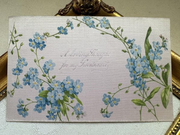 画像2: Postcard　アンティークポストカード　忘れな草のお花　シルク貼り (2)
