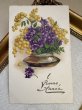 画像2: Postcard　アンティークポストカード　スミレとミモザのお花　フランス　 (2)