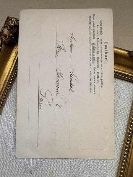 画像3: Postcard　アンティークポストカード　スズランとスミレのお花　花瓶　フランス1908年 (3)