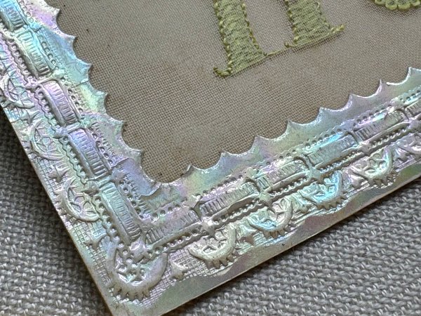 画像5: Postcard　アンティークポストカード　刺繍　忘れな草のお花かご　マリー　Marie フランス　1912年 (5)