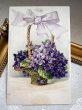 画像2: Postcard　アンティークポストカード　スミレのお花かご　パニエ　リボン　（未使用） (2)