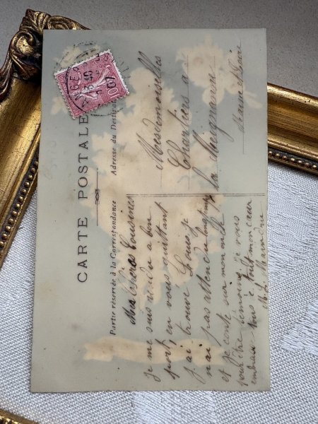 画像5: Postcard　アンティークポストカード　スズラン　薔薇　忘れな草のお花　セルロイド　フランス1907年 (5)