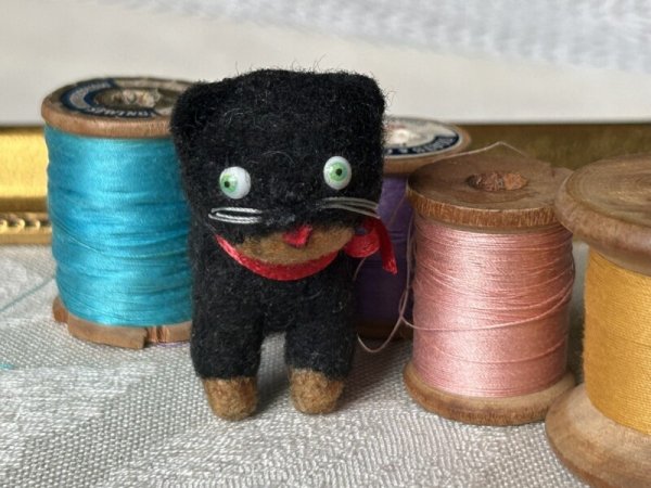 画像6: Vintage style Handmade miniature toy ハンドメイド　アンティーク風ミニチュア　アートドール　黒猫ブリンキー (6)