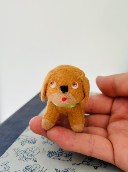 画像3: Vintage style Handmade miniature toy ハンドメイド　アンティーク風ミニチュア　アートドール　ディンキー犬　黄 (3)