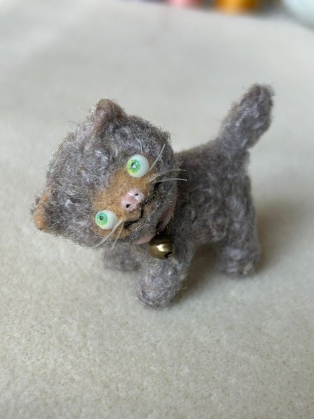 画像3: Vintage style Handmade miniature toy ハンドメイド　アンティーク風ミニチュア　アートドール　フィフィ猫　グレー (3)