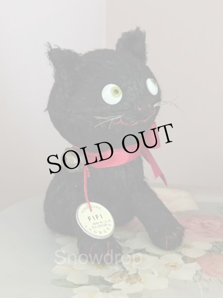 画像8: 【ご予約済】Snowdrop ハンドメイド　アンティーク風ぬいぐるみ　黒猫　ジャーマンモヘア　（16.5cm） (8)