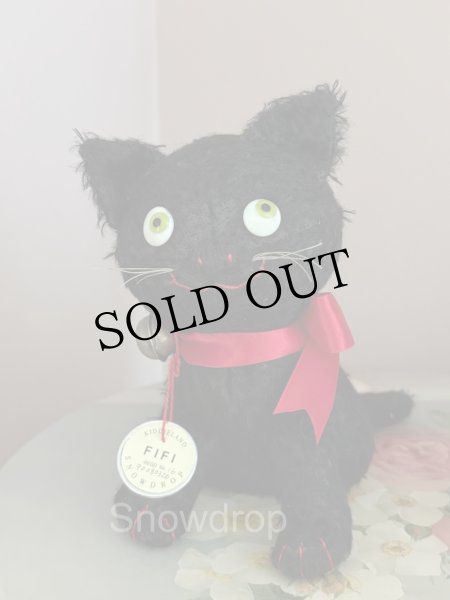 画像5: 【ご予約済】Snowdrop ハンドメイド　アンティーク風ぬいぐるみ　黒猫　ジャーマンモヘア　（16.5cm） (5)