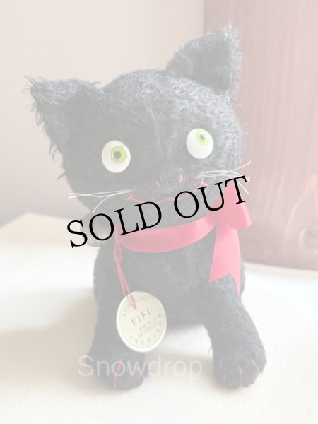 画像4: 【ご予約済】Snowdrop ハンドメイド　アンティーク風ぬいぐるみ　黒猫　ジャーマンモヘア　（16.5cm） (4)
