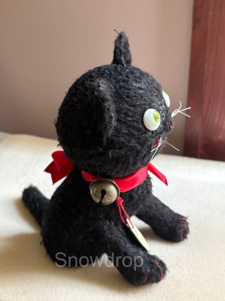 画像3: 【ご予約済】Snowdrop ハンドメイド　アンティーク風ぬいぐるみ　黒猫　ジャーマンモヘア　（16.5cm） (3)