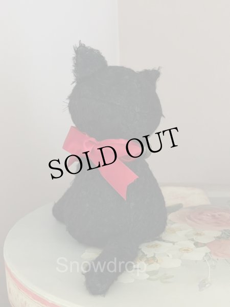 画像7: 【ご予約済】Snowdrop ハンドメイド　アンティーク風ぬいぐるみ　黒猫　ジャーマンモヘア　（16.5cm） (7)