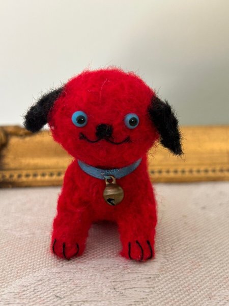画像5: Vintage style Handmade miniature toy ハンドメイド　アンティーク風ミニチュア　アートドール　タビー犬　赤黒　Tubby Dog (5)