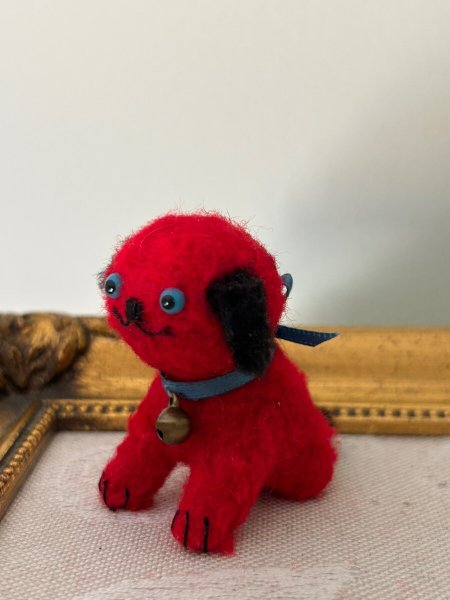 画像2: Vintage style Handmade miniature toy ハンドメイド　アンティーク風ミニチュア　アートドール　タビー犬　赤黒　Tubby Dog (2)