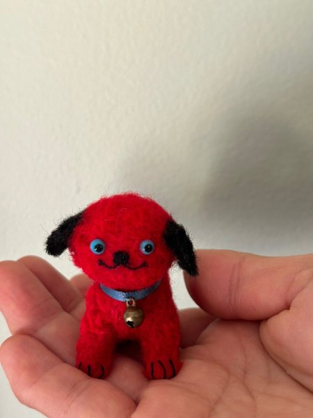 画像6: Vintage style Handmade miniature toy ハンドメイド　アンティーク風ミニチュア　アートドール　タビー犬　赤黒　Tubby Dog (6)