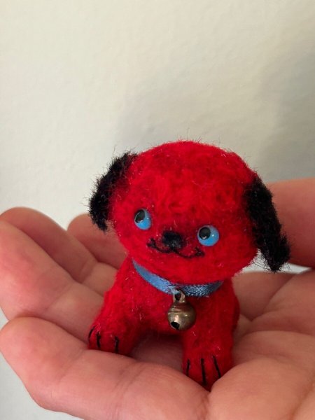 画像5: Vintage style Handmade miniature toy ハンドメイド　アンティーク風ミニチュア　アートドール　タビー犬　赤黒　Tubby Dog (5)
