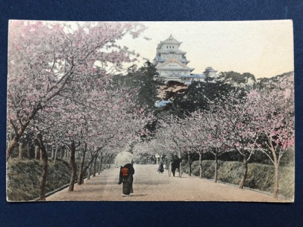 画像1: 古絵葉書　姫路城　桜　梅　1934年　エンタイア (1)