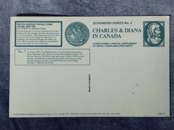 画像2: Postcard　ポストカード　イギリス王室　カナダ訪問　ダイアナ妃とチャールズ皇太子　1983年（未使用） (2)