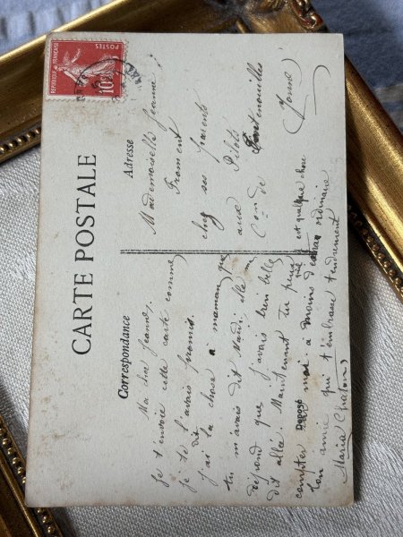 画像3: Postcard　アンティークポストカード　結婚式　花嫁と花婿　ウェディングドレス　フランス　写真　 (3)