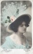画像1: Postcard　アンティークポストカード　羽帽子の女性　フランス　写真　 (1)