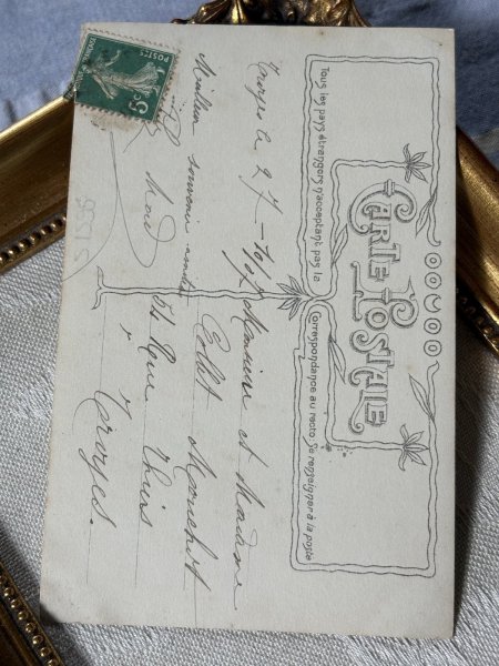 画像3: Postcard　アンティークポストカード　羽帽子の女性　フランス　写真　 (3)