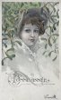 画像1: Postcard　アンティークポストカード　宿り木と女性　フランス1905年 (1)