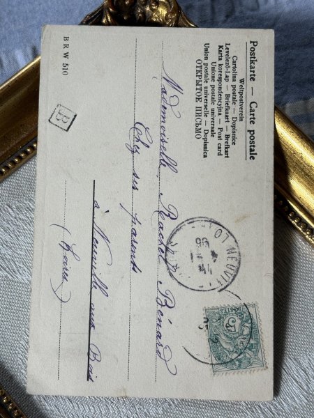 画像3: Postcard　アンティークポストカード　宿り木と女性　フランス1905年 (3)