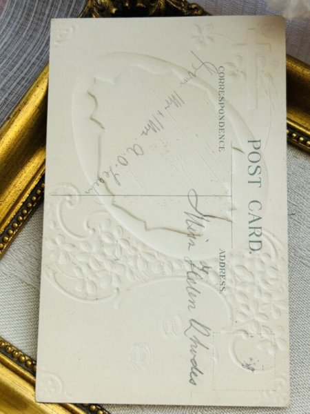 画像3: Postcard　アンティークポストカード　イースター 　スミレのお花　十字架　うさぎさん　ウサギ　兎　 (3)