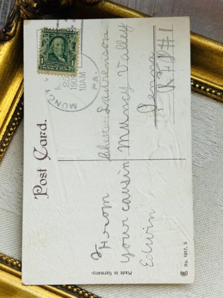 画像3: Postcard　アンティークポストカード　イースター 　卵にペイントをするうさぎの画家さん　イースターエッグ　 (3)
