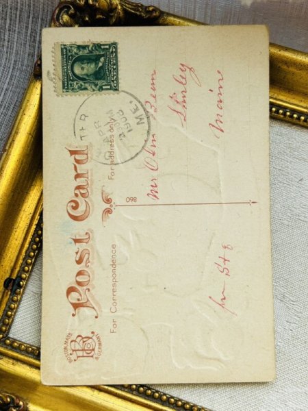 画像3: Postcard アンティークポストカード イースター  大きな卵の中のウサギ イースターエッグ  (3)